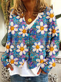 Retro Daisies Embroidery Pattern Cozy Cardigan elevenforest