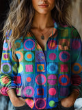Women's Retro Abstraction Art Print Casual Long Sleeve Comfortable Cot