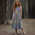 Vintage Tribal Life Of Tree Patchwork Art Linen Tank Dress artswardrobe