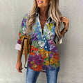 Comstylish Oil Painting Floral Pattern Women'S Shirt