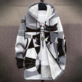 Retro Cat Geometric Pattern Print Plush Thick Long Sleeved Sweater Cardigan Coat elevenforest