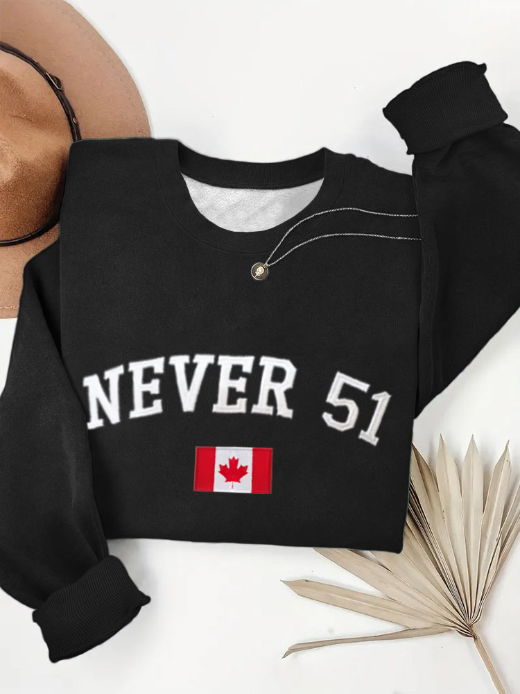 Never 51 Canada Flag Embroidered Crew Neck Sweatshirt elevenforest