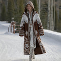Comstylish Women's Retro Celtic Style Wings And Botanical Pattern Comfortable Hooded Cardigan Sweater