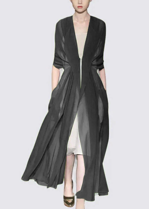 Italian Black Silk Dress Long Sleeves