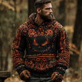 Men's Vintage Viking Halloween Ghost Face Embroidered Hoodie artswardrobe