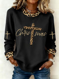 Comstylish Women's Christmas Faith Print Crew Neck Sweatshirt