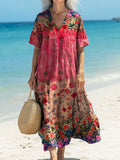 Women's Floral Print Pocket Cotton Dress