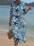 Women's Seaside Underwater World Print Resort Style Dress