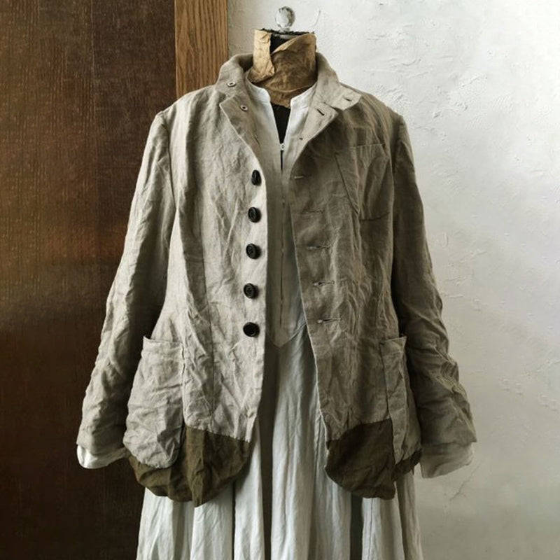Solid Color Button Down Comfy Linen Cotton Jacket artswardrobe