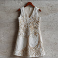Golden Three-dimensional Embroidered Sleeveless V-neck Long Dress artswardrobe