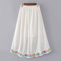 Women's Ethnic Floral Embroidered Linen Skirt artswardrobe