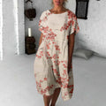 Comstylish Cherry Blossom Japanese Flowy Midi Dress