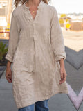 Women's Solid Color Cotton Linen Casual Dress