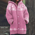 Christmas Snowflake Art Knit Hooded Cardigan elevenforest