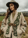 Women's Retro Irish Celtic Knot Cozy Knit Cardigan artswardrobe