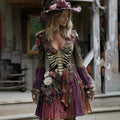 Comstylish Women's Halloween Rose And Skull Casual Midi Dress