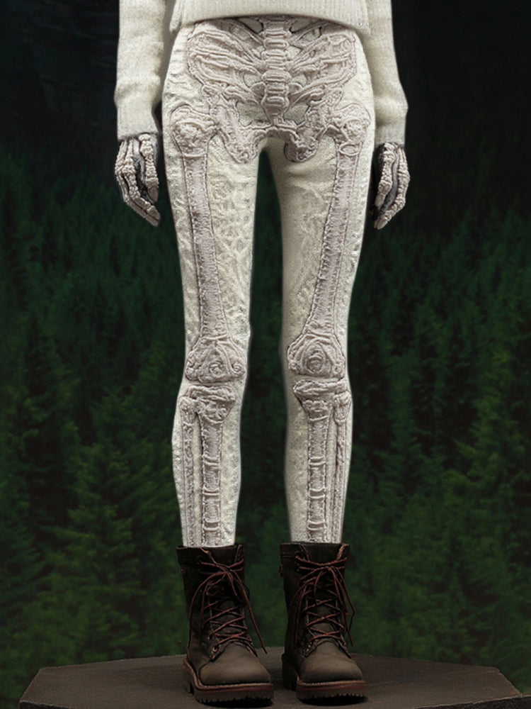 Comstylish Women's Vintage Skeleton Gradient Art Cozy Leggings