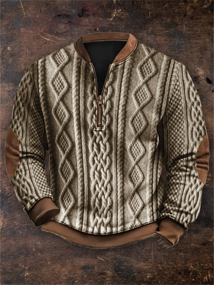 Men's Vintage Viking Cable Knit Zip Up Sweatshirt elevenforest