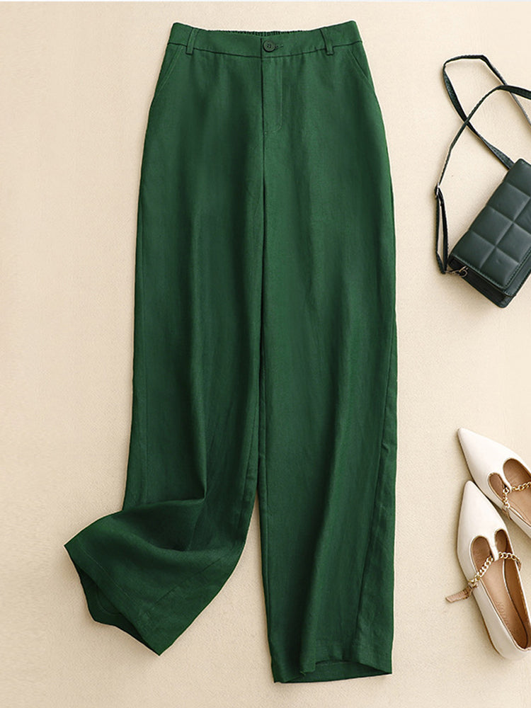 Comstylish Women's Linen Loose Straight Leg Pants