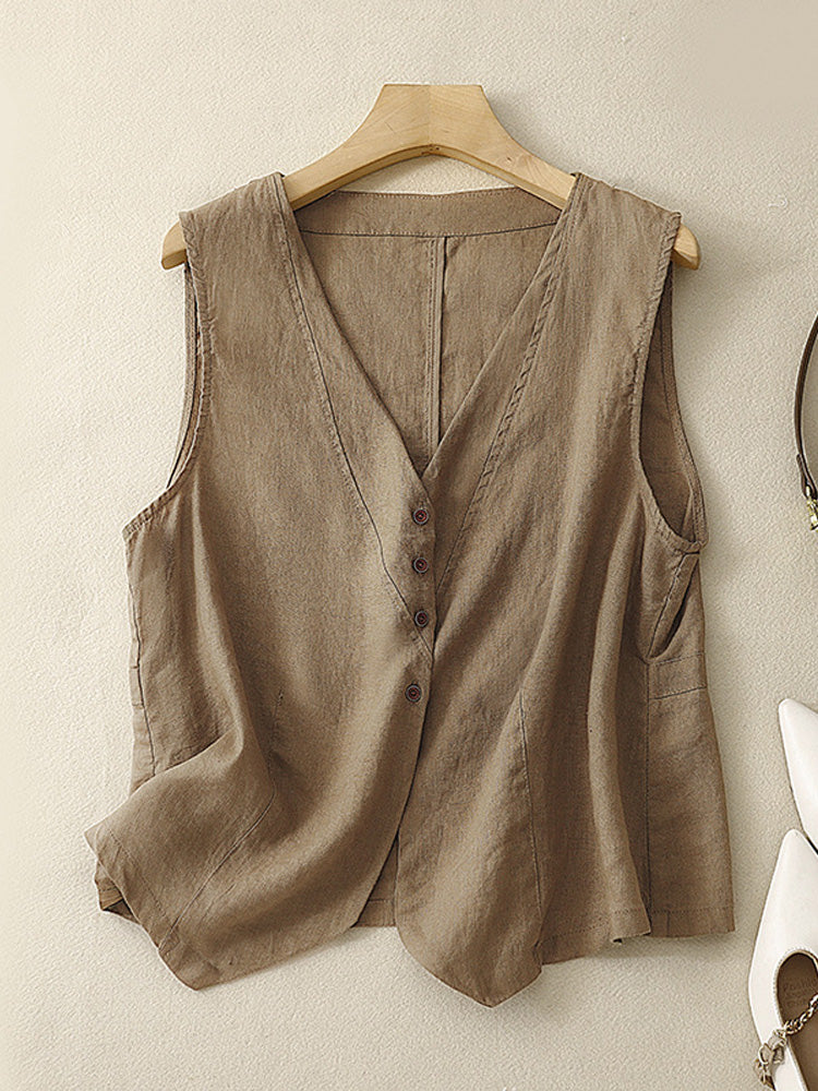 Vintage Linen Blend Classy Vest artswardrobe