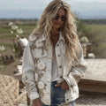 Women's Vintage Floral Embroidered Denim Jacket