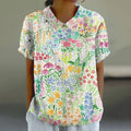 Comstylish Floral Print Lapel Casual Blouse