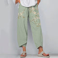 Comstylish Japanese Art Flower Print Loose Casual Pants