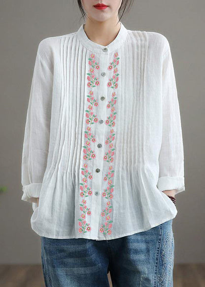 Organic White Linen Shirt Tunics Ramie Blouse