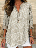 Vintage Linen Blend Floral Lace Cozy Tunic artswardrobe