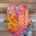 Women's Floral Pattern Art Print Cotton Linen Casual Shirt