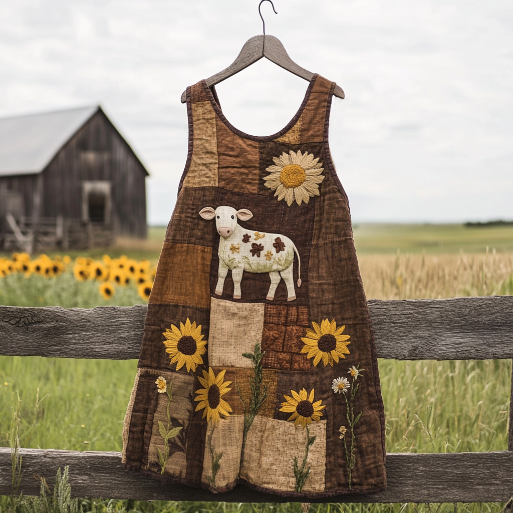 Women's Vintage Sheep And Sunflower Art Print Tank Top artswardrobe