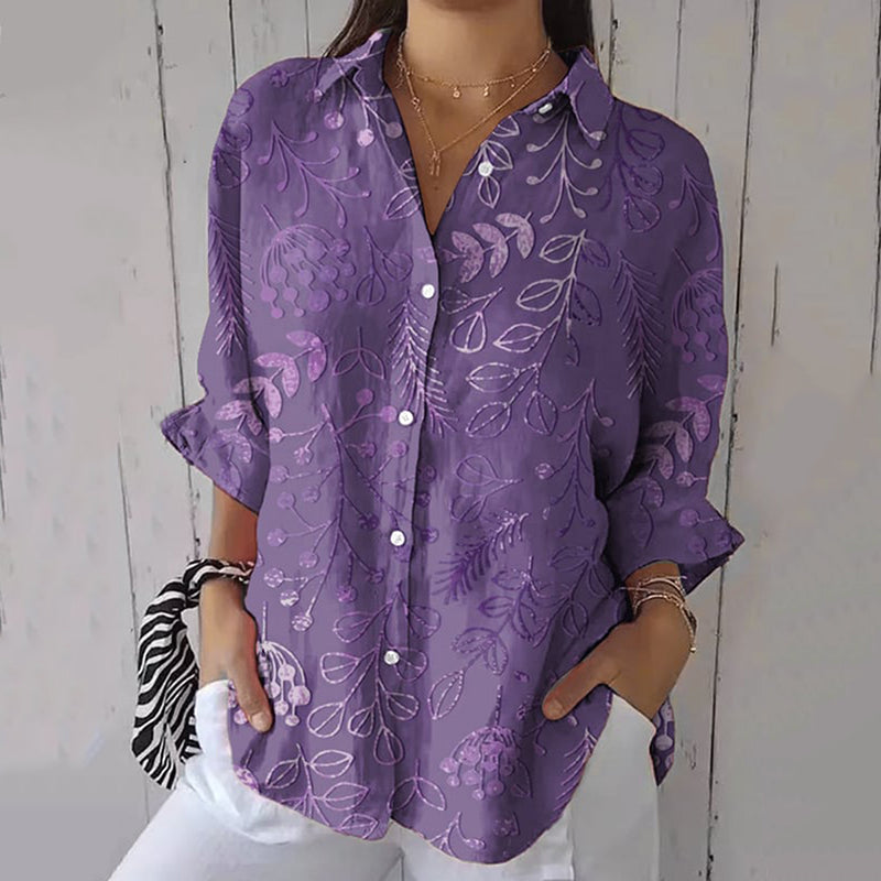 Women's Purple Art Floral Shirt artswardrobe