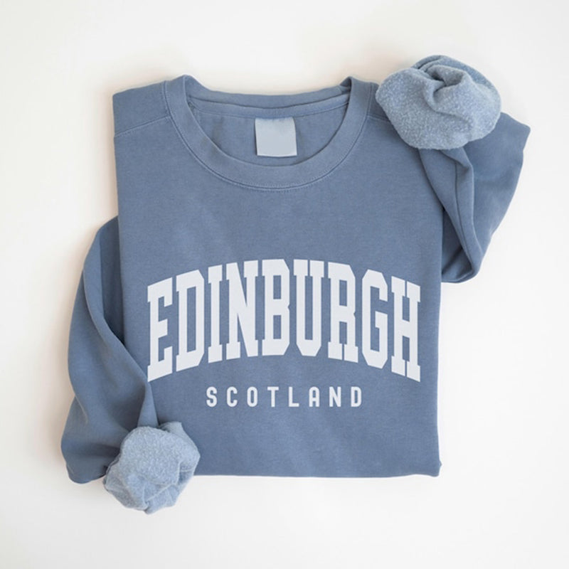 Comstylish Edinburgh Scotland Print Crew Neck Sweatshirt