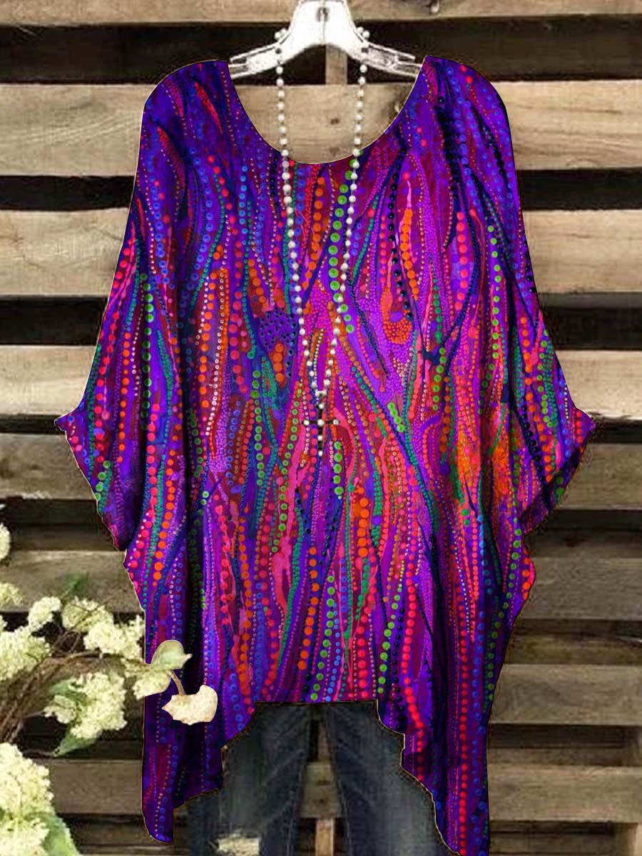 Women's Abstract Stripe Bead Print Top