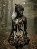 Comstylish Halloween Dark Forest Ladies' Knit Hooded Cardigan Sweater Dress