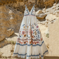 Women's Fashion Elegant Floral Cotton And Linen Sleeveless Dress artswardrobe