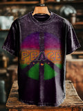 Hippie Peace Love Vintage Art Print Casual T-shirt For Men And Women