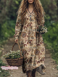 Vintage Floral Repeat Pattern Printed Women's Pocket Cotton Dress