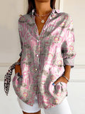 Women's Art Floral Hippie Print Long Sleeve Shirt