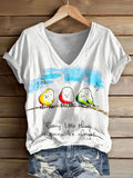 Women's Every Little Thing Is Gonna Be Alright Print V-neck Casual T-S