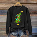 Comstylish Christmas Tree Print Crew Neck Sweatshirt