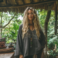 Boho Floral Tribal Embroidery Print Cotton And Linen Blend Loose Blouse artswardrobe