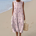 Vintage Floral Art Linen Tank Dress artswardrobe