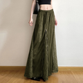 Vintage Lace Low Waisted Contrasting Color Long Skirt