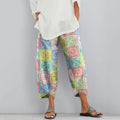 Women's Bohemian Floral Print Cotton And Linen Casual Pants artswardrobe