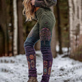 Comstylish Women's Vintage Floral And Tree Of Life Gradient Casual Leggings