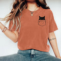 Abstract Creative Pocket Black Cat Art Print  T-shirt elevenforest