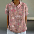 Comstylish Women's Floral Print Casual Cotton And Linen Shirt