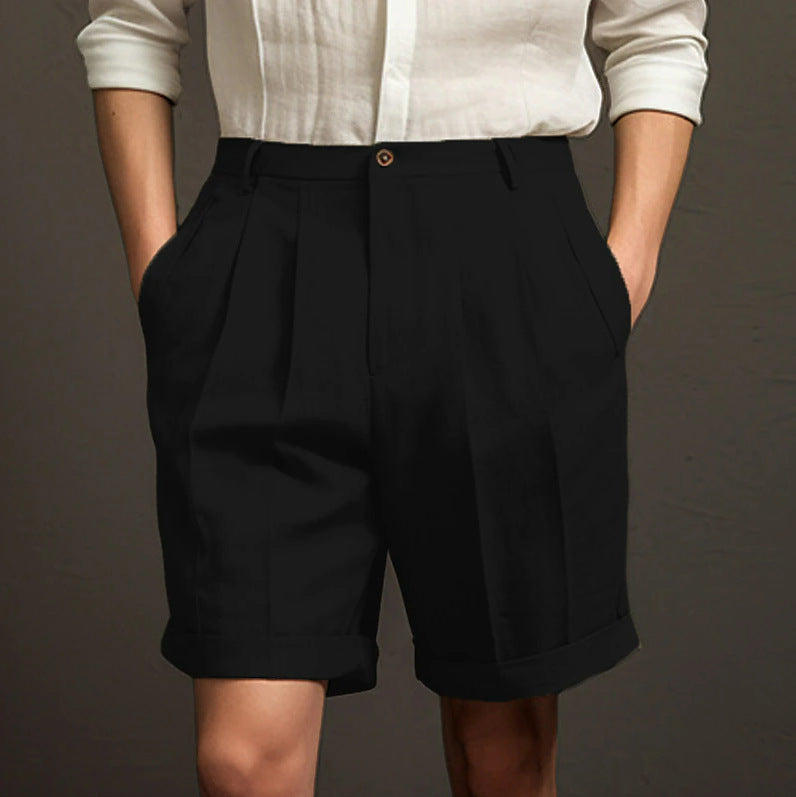 Men's Vintage Casual Pleated Cotton Linen Shorts elevenforest