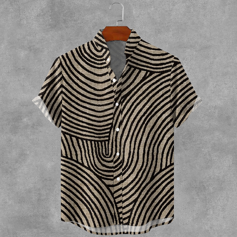 Men's Vintage Stripe Pattern Casual Short Sleeve Shirts artswardrobe